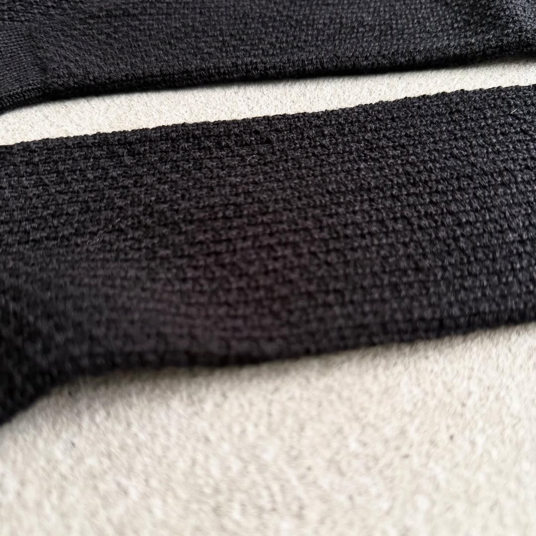 homspun コットンウールかのこ編みハイソックス　ブラック