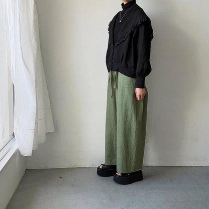 MAGALI コットンリネンファナージュロングパンツ