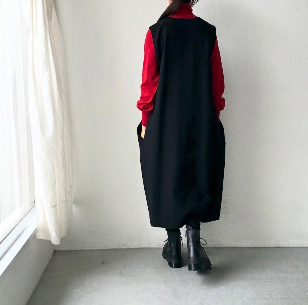 atelier naruse コットンウールヘリンボンジャンパースカート