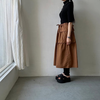 homspun コットンミニチェックティアードスカート