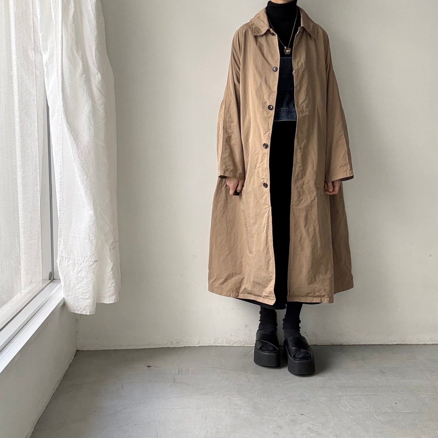 R&D.M.Co ガーメントダイステンカラーコート　ベージュ