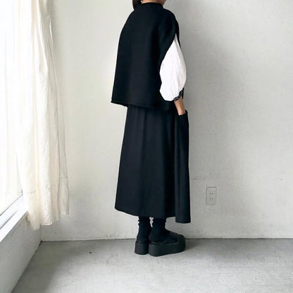 atelier d'antan Rude ウールニットベスト　ブラック