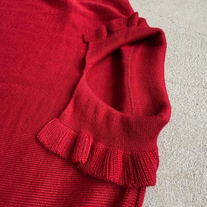 cion  ウールフリルカラーポロニット　レッド