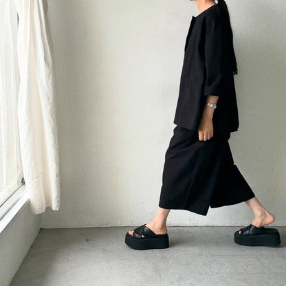 atelier d'antan Perriereコットンワイドパンツ　ブラック