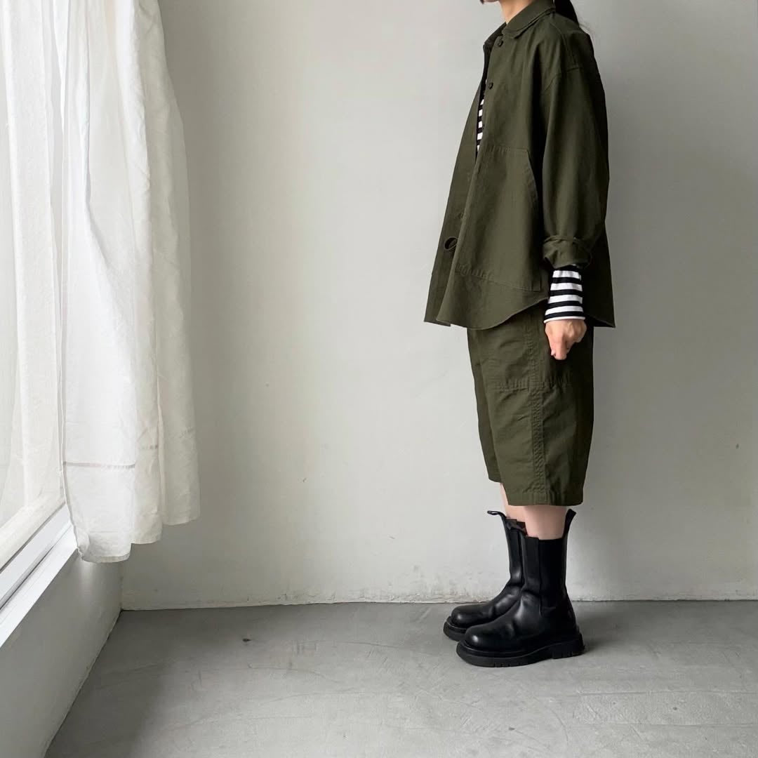 homspun  リップストップシャツジャケット　オリーブ