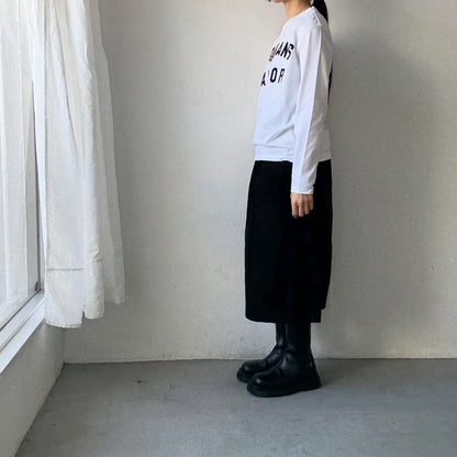 OLDMANS TAILOR OMTフロッキープリントロゴ長袖Tシャツ　ホワイト×ブラック