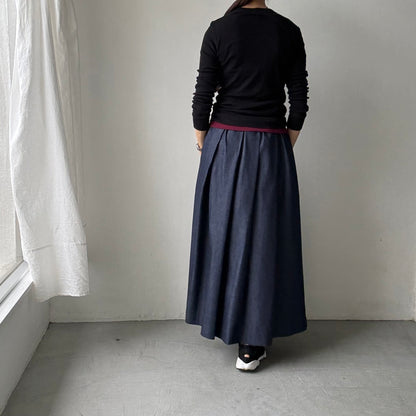 Linenya  デニムタックスカート　90センチ丈
