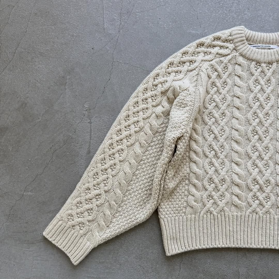 TENNE HANDCRAFTED MODERN ボリュームスリーブアランニットプルオーバー