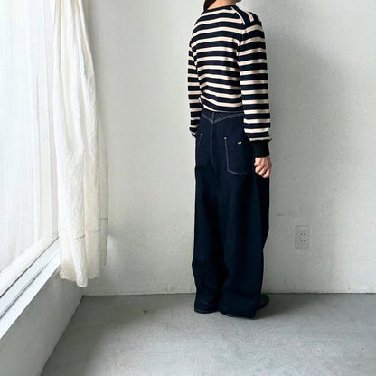 atelier naruse ウールコットンボーダーニット　ネイビー×ブラック