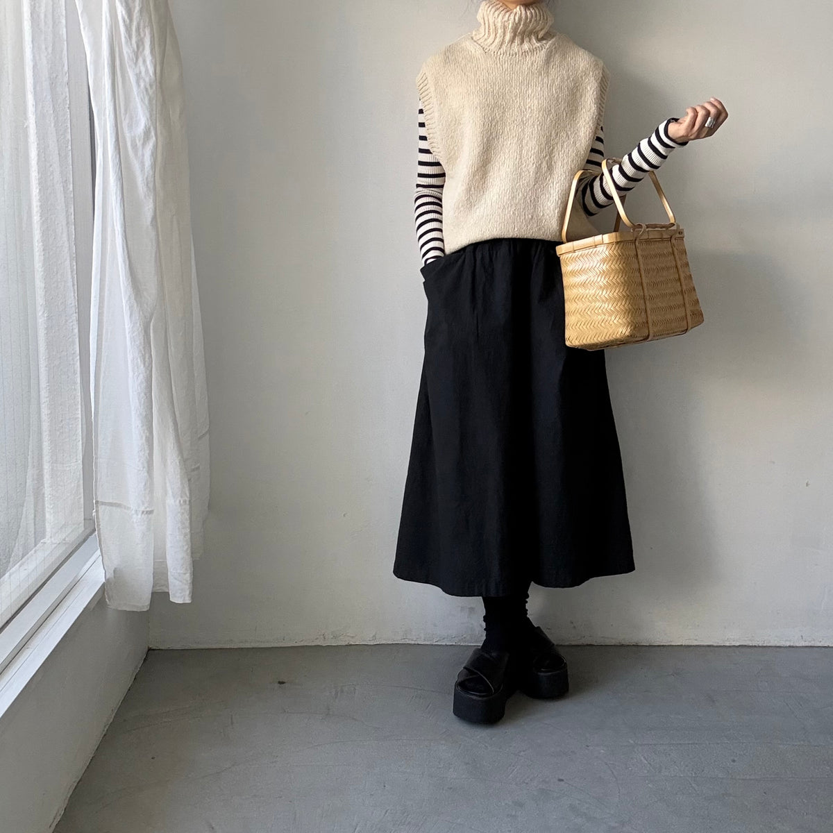 homspun  ネップヤーンタートルベスト　オフ