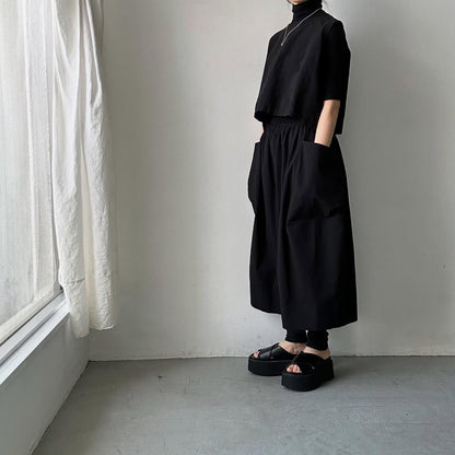 TENNE HANDCRAFTED MODERN ビッグポケットキュロット　ブラック