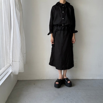 R&D.M.Co  リネンガーメントダイラッフルカラーブラウス