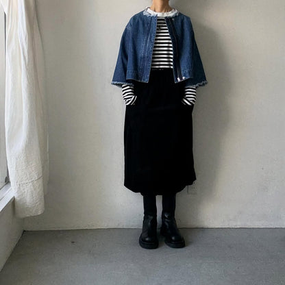 R&D.M.Co 裏起毛ボーダークルーネック長袖Tシャツ　ホワイト×ブラック