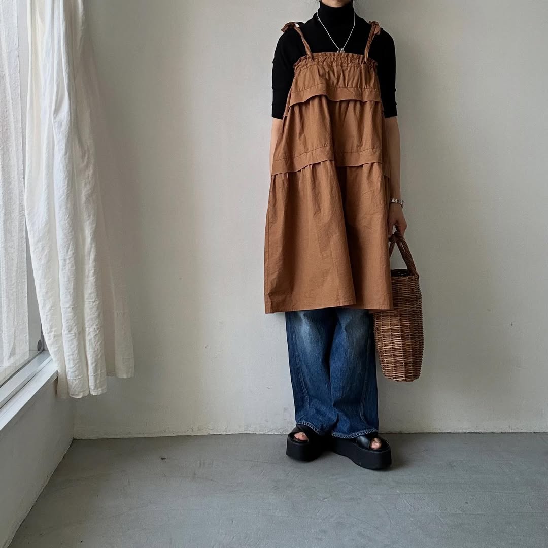 homspun コットンミニチェックティアードスカート