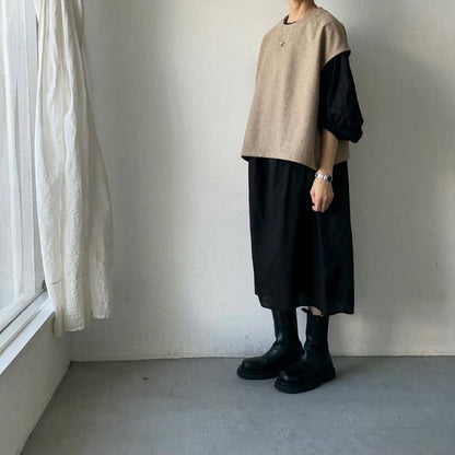 Linenya  ウール混ベスト　ベージュ