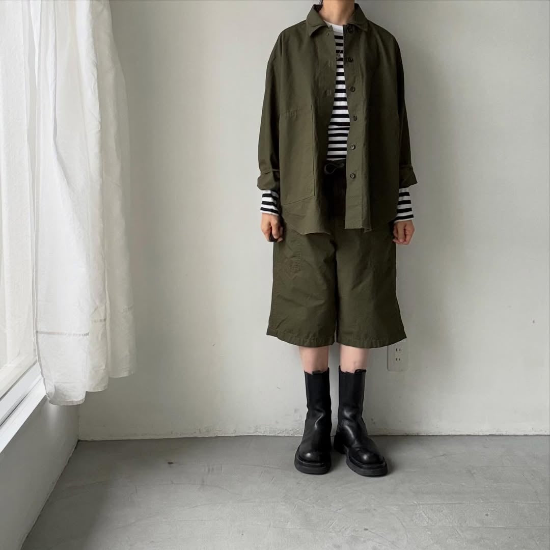 homspun  リップストップシャツジャケット　オリーブ