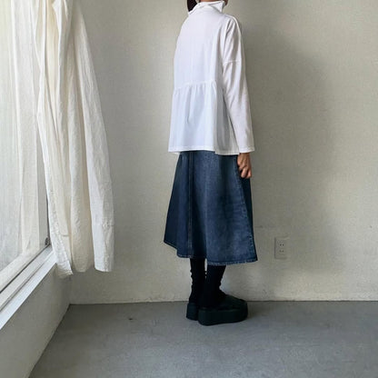 homspun 天竺ハイネックギャザープルオーバー　ホワイト