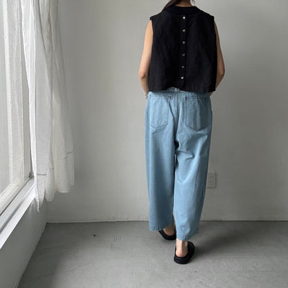 atelier naruse  コットンデニムワイドタックパンツ　size0