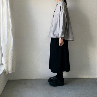 Linenya  コットンヤク丸襟長袖ブラウス　グレー