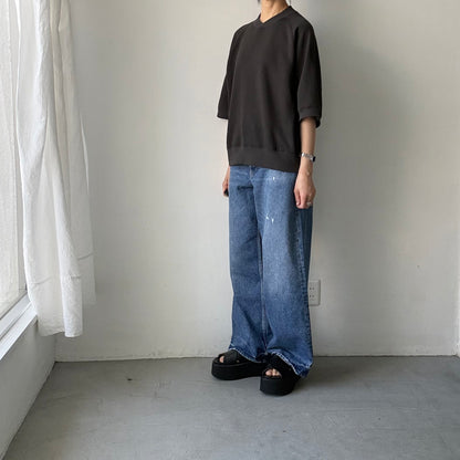 atelier naruse  コットン半袖スウェットシャツ　スミクロ