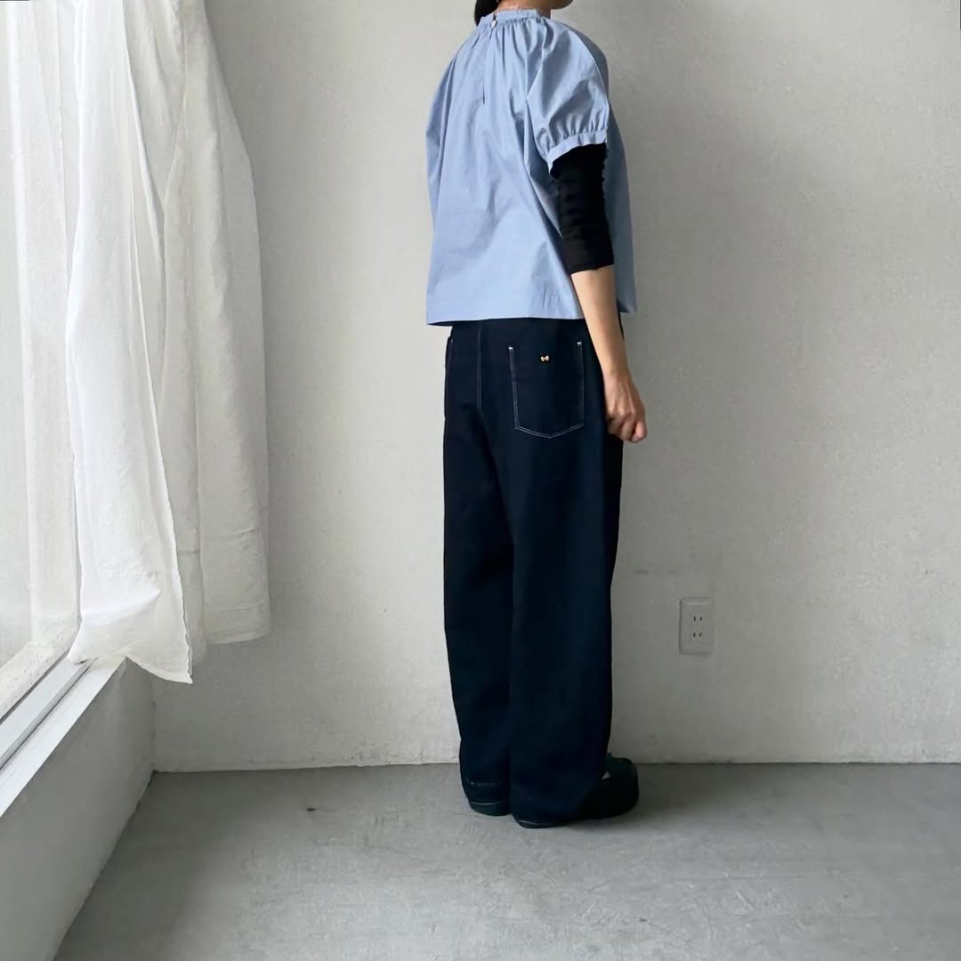 🟡週末入荷分予約受付中🟡cion  コットンシャーリングブラウス　サックスブルー