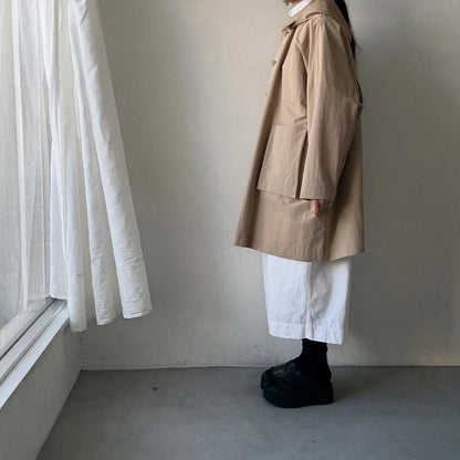 atelier naruse コットンナイロンタフタフーデットコート　ベージュ