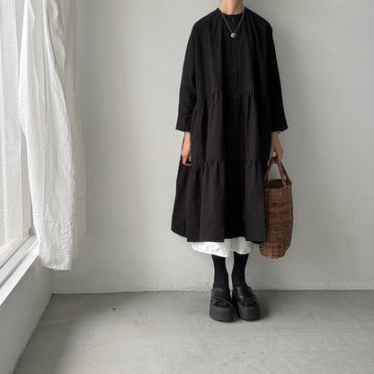jujudhau デッドストックコットンティアードドレス　ブラック