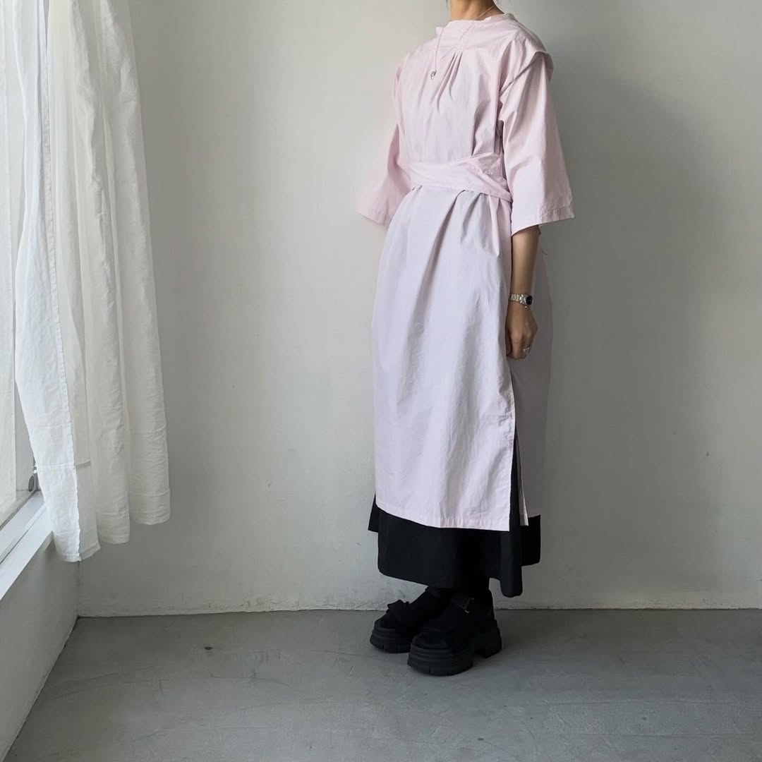 ayanoguchiaya　フリップロングシャツドレス　ローズ
