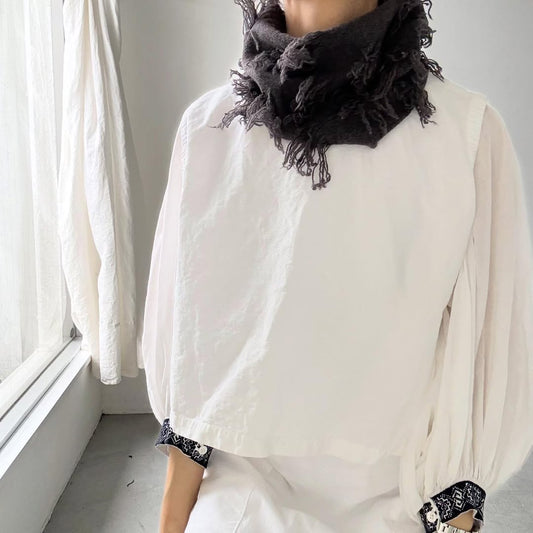 homspun ラムフリンジネックウォーマー　グレー