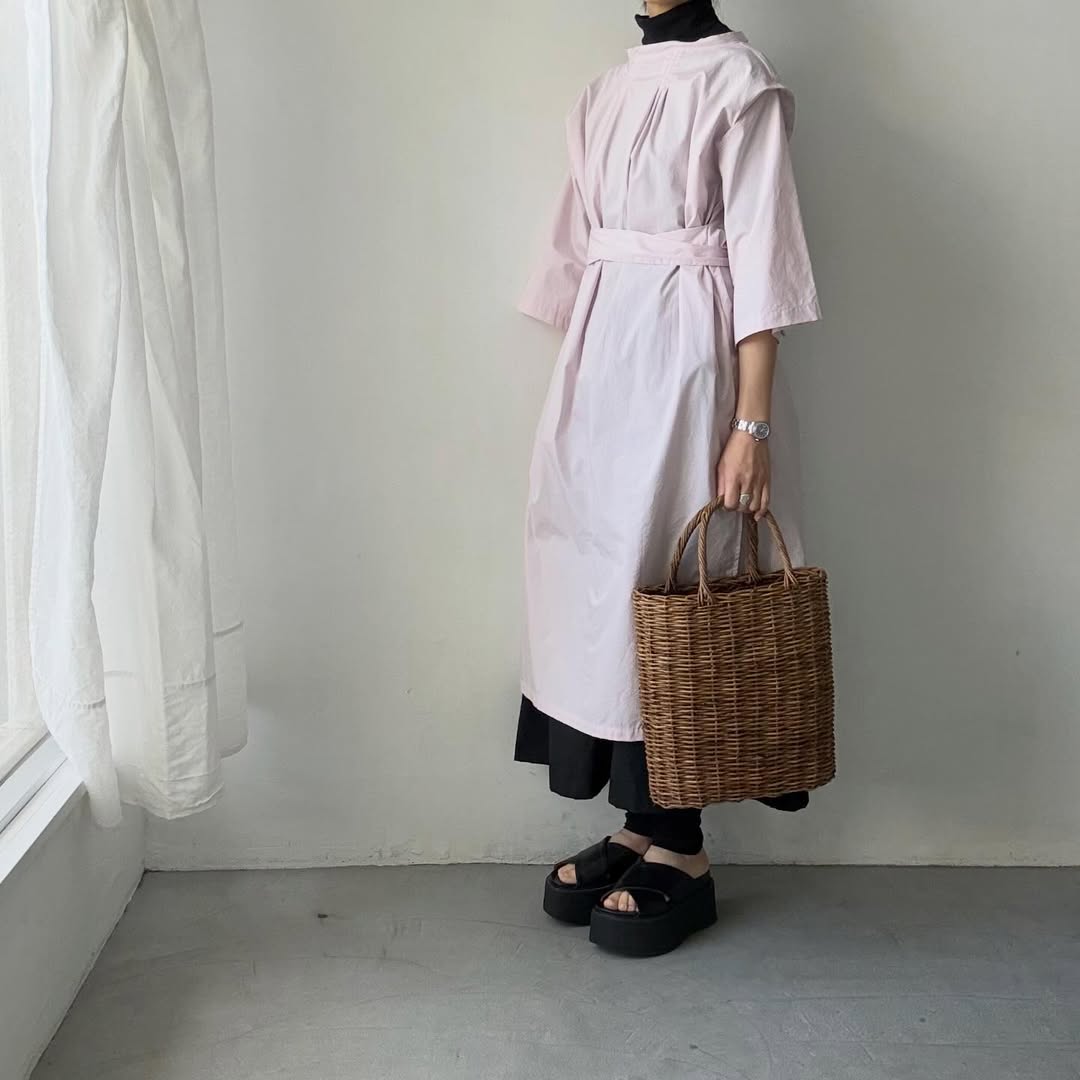ayanoguchiaya　フリップロングシャツドレス　ローズ