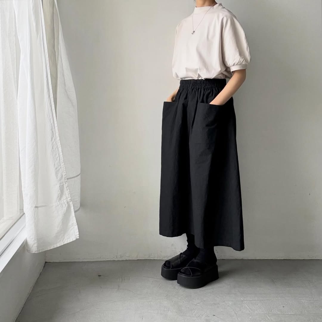 MAGALI コットン天竺ギャザースリーブカットソー　オートミール