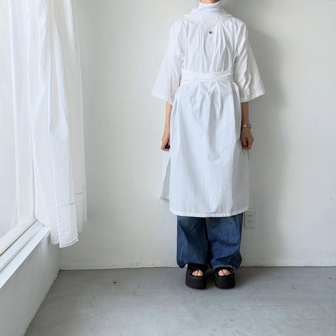 ayanoguchiaya　フリップロングシャツドレス　ホワイト