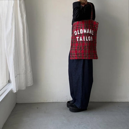 OLDMANS TAILOR  OMTプリントタータンチェックリネントートバッグ