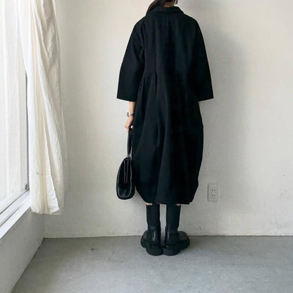 ayanoguchiaya　ダブルフロントコートワンピース　ブラック