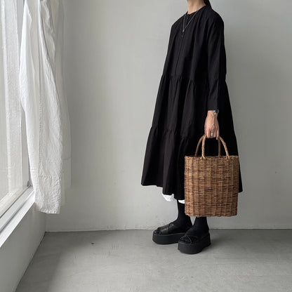 jujudhau デッドストックコットンティアードドレス　ブラック