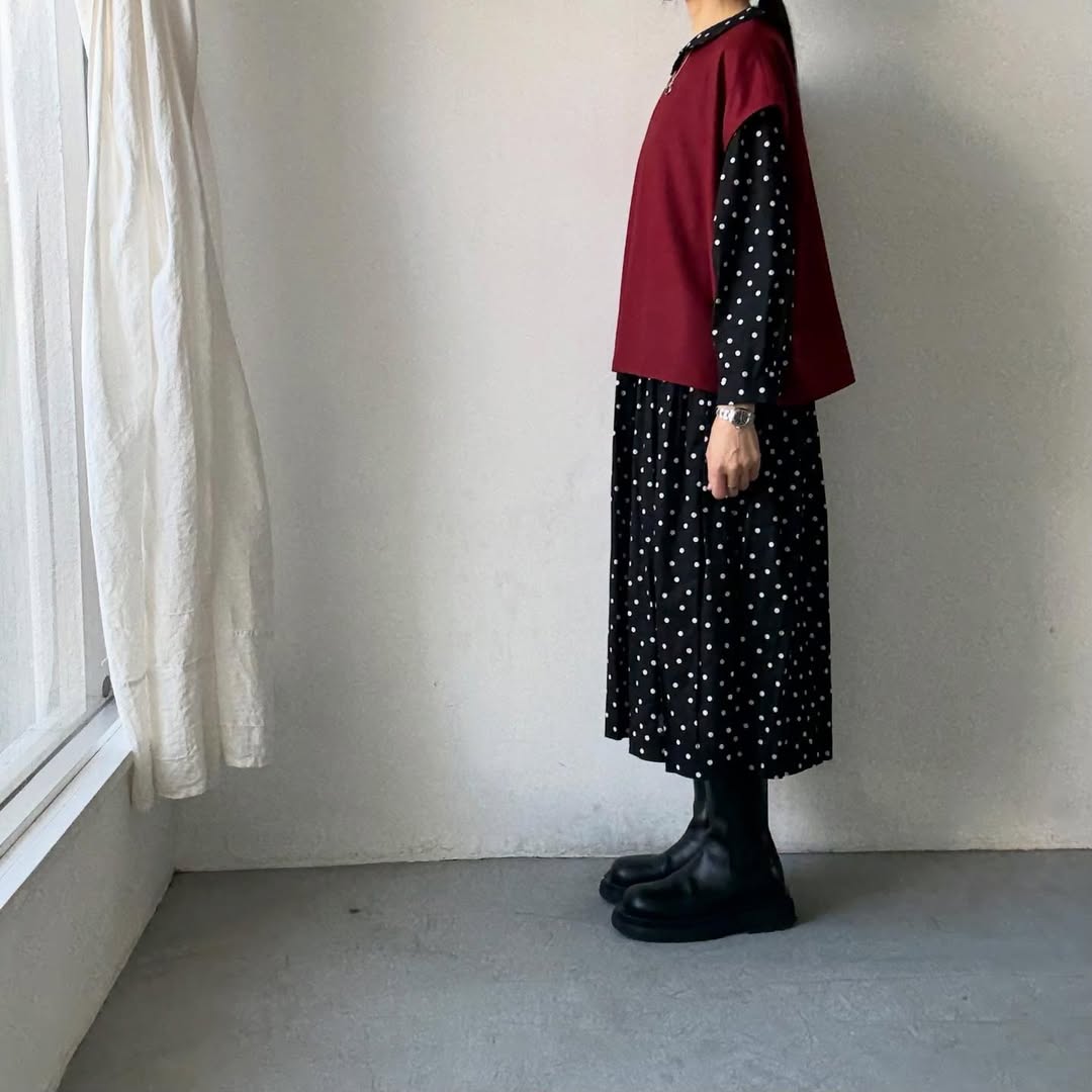 Linenya  ウール混ベスト　レッド