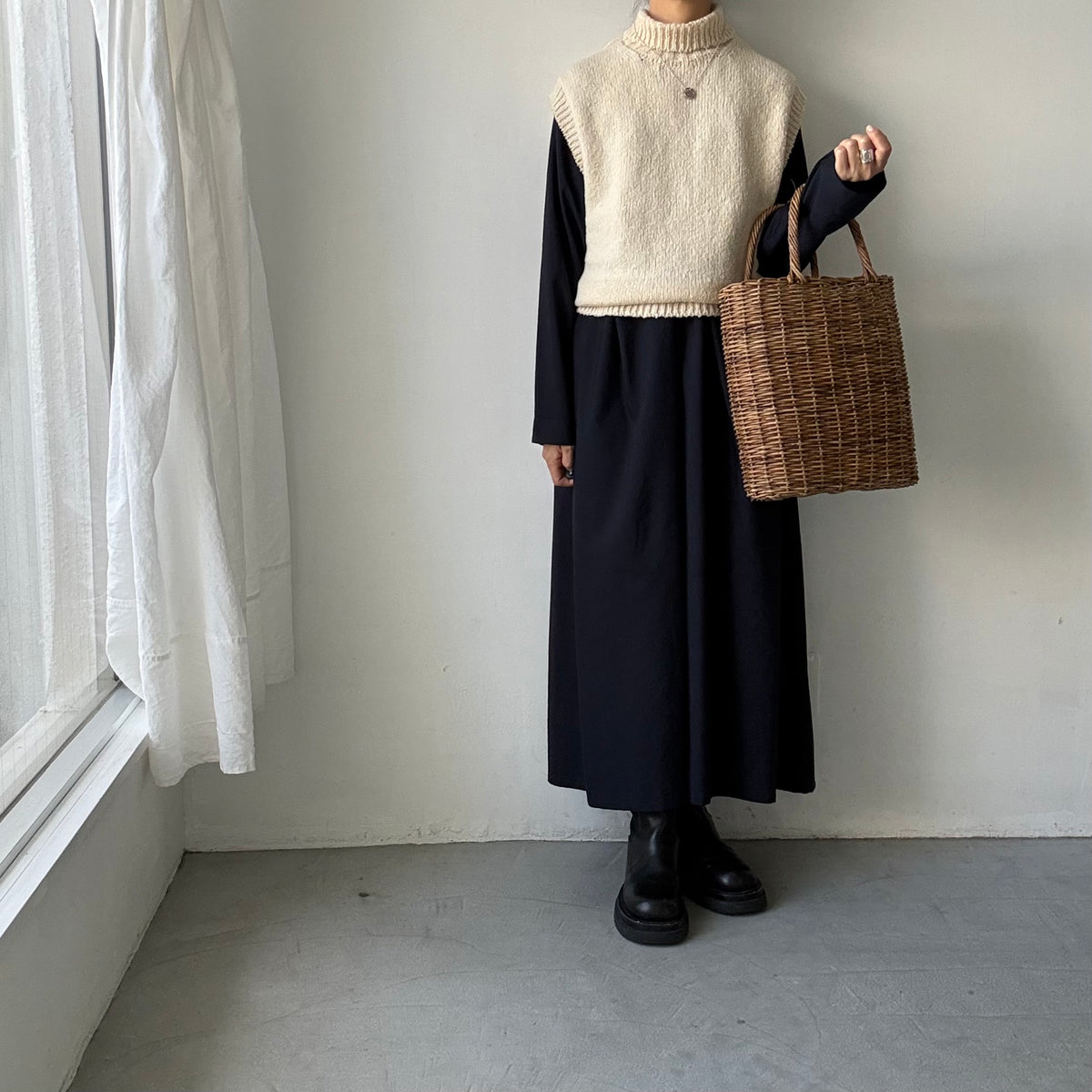 homspun  ネップヤーンタートルベスト　オフ