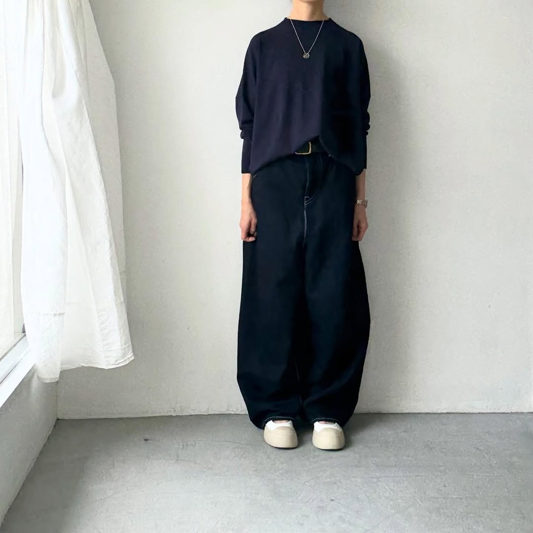 as it is   コットンオーバーニット　ネイビー