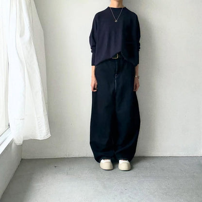 as it is   コットンオーバーニット　ネイビー