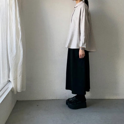 Linenya  コットンヤク丸襟長袖ブラウス　ベージュ