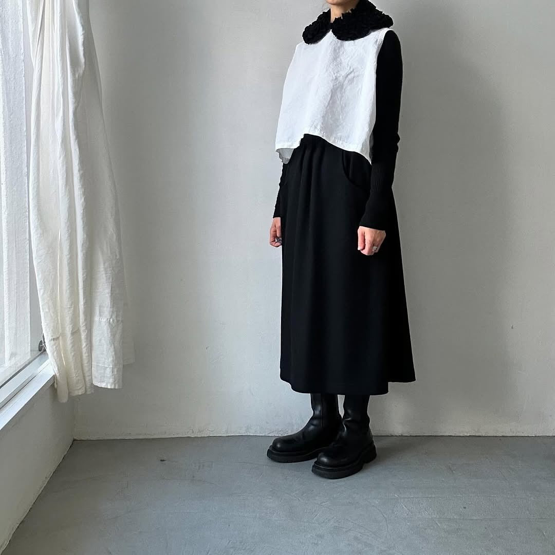 R&D.M.Co  コットンウールフリルカラー　ブラック