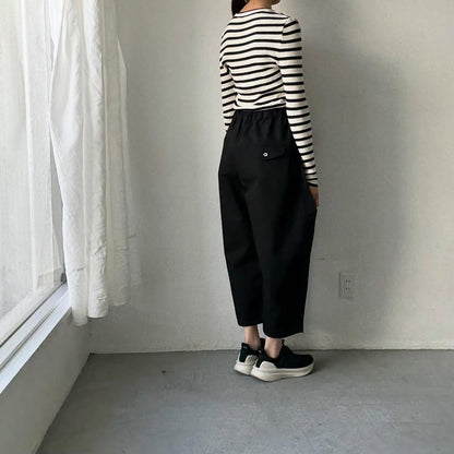 ゴーシュ  オーガニックダックコットンストレートラインパンツ　ブラック