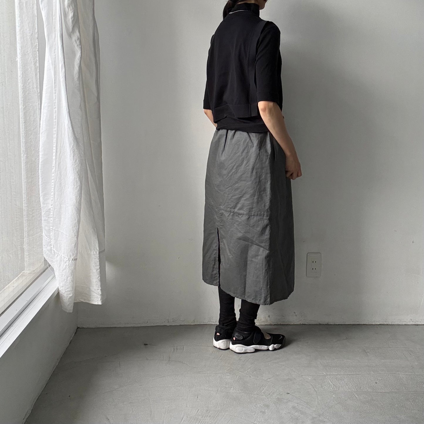 homspun コットンラミーマット2重スカート　グリーン