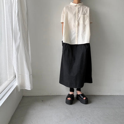 Linenya  コットン丸襟ブラウス　きなり
