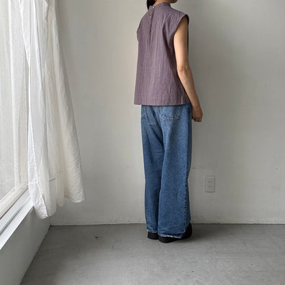 atelier d'antan Pigott コットンリネンノースリーブシャツ