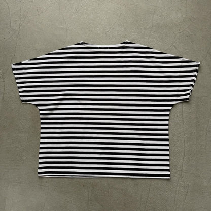 homspun  天竺ボーダー半袖プルオーバー　ホワイト×ブラック