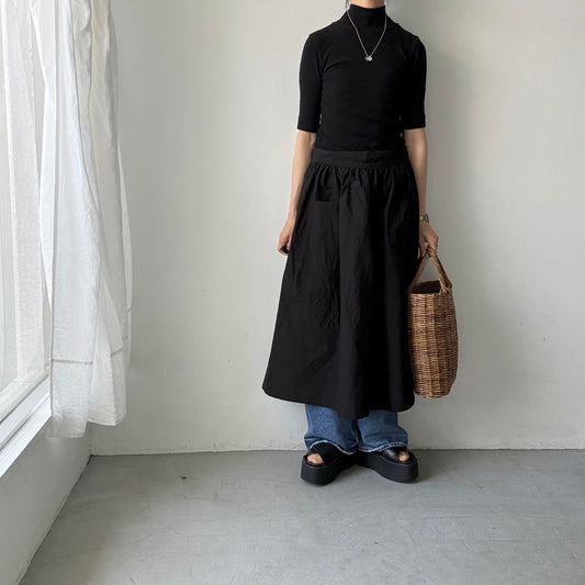 R&D.M.Co  コットンリネンシルクワッシャーサロンエプロン　ブラック