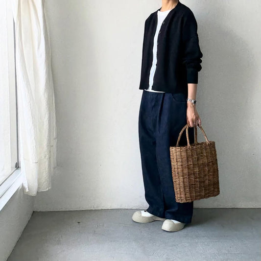 atelier naruse  コットンウールニットカーディガン　ブラック