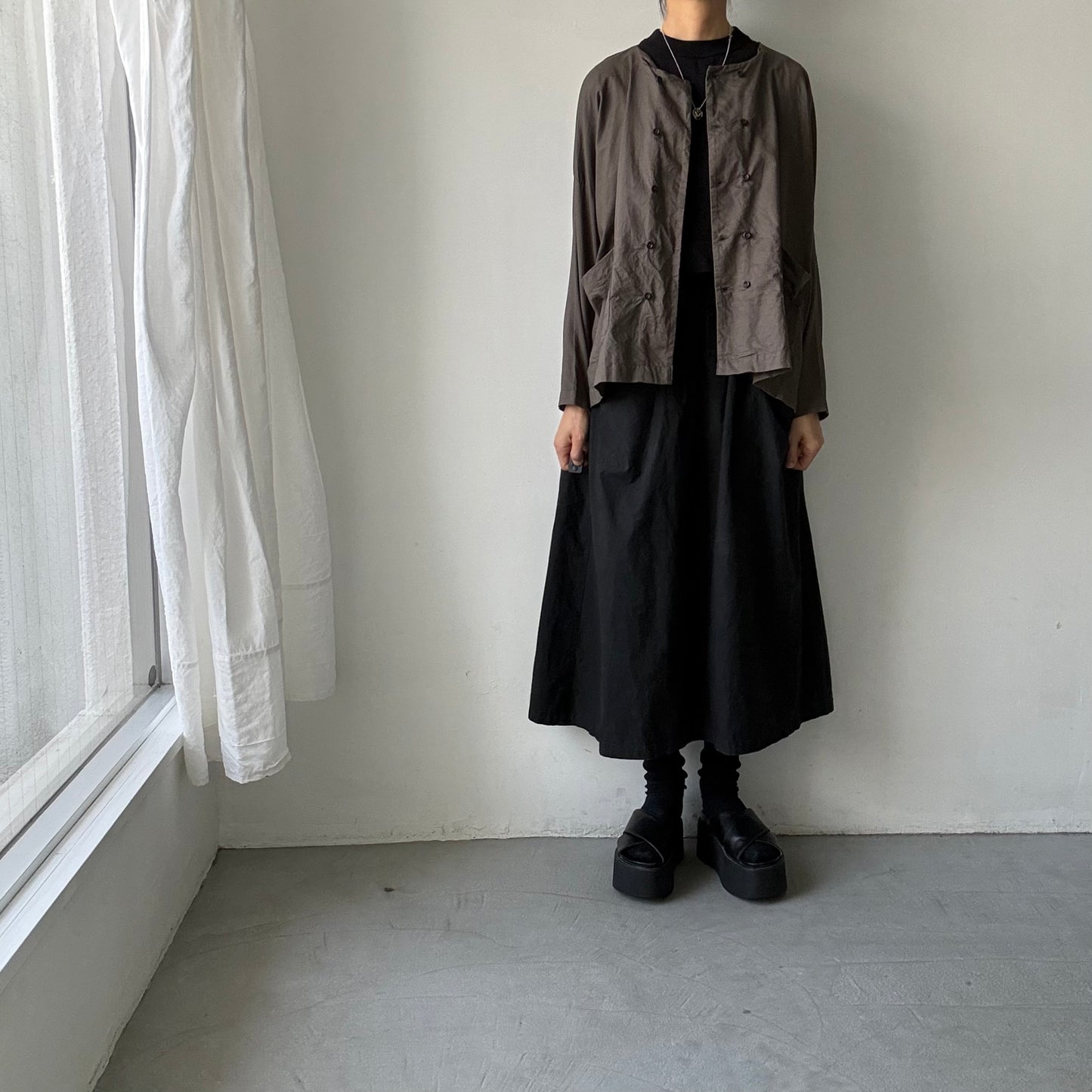 jujudhau コットンダブルボタンシャツ