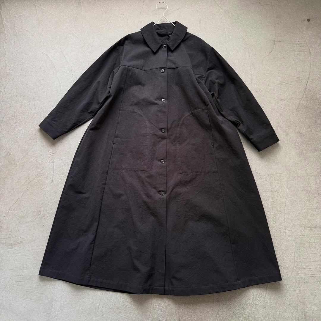 atelier d'antan Girardコットンコートワンピース　ブラック